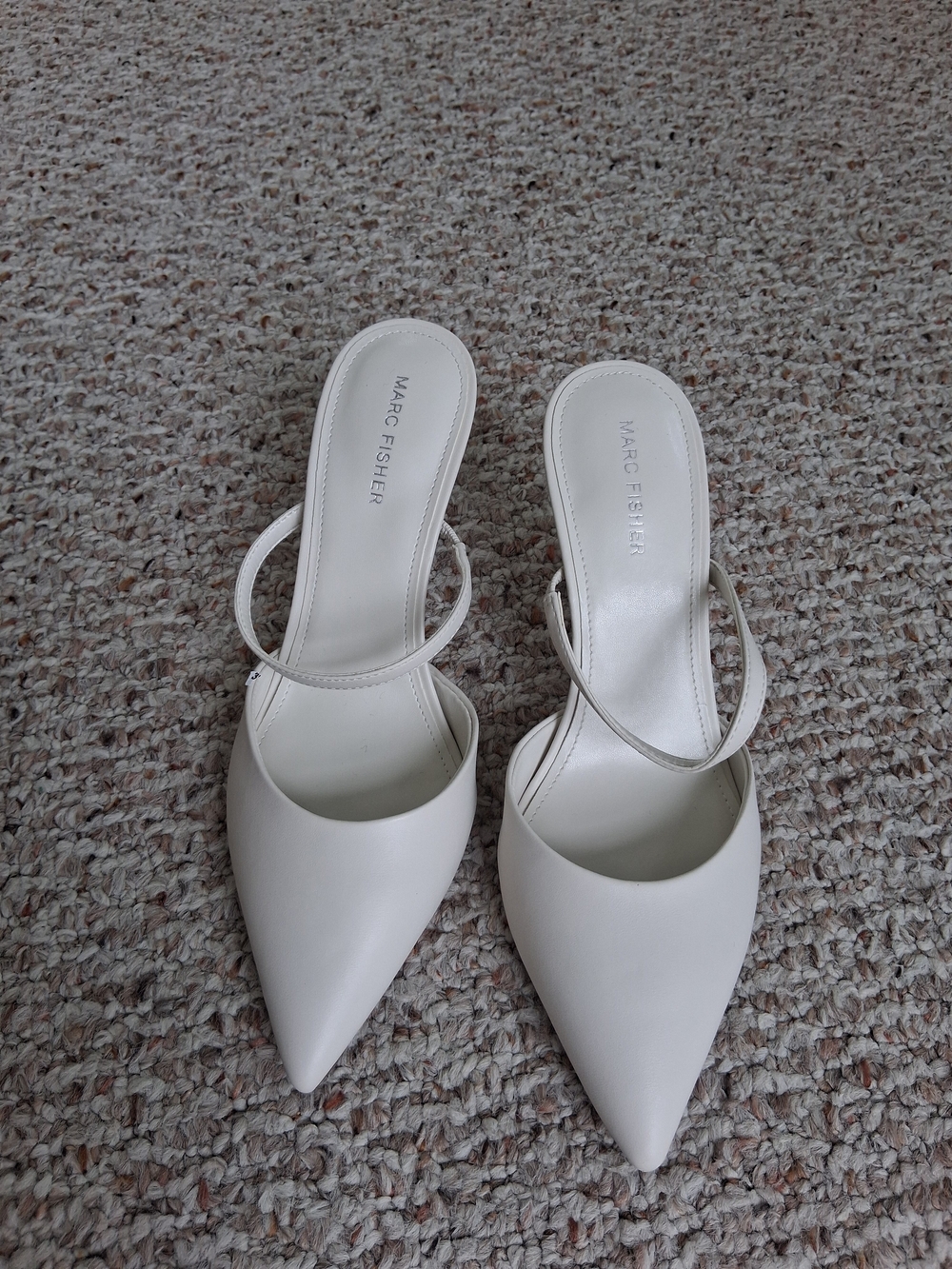 Marc Fisher Ivory Pointed Toe Slingback Mules Sz 8.5